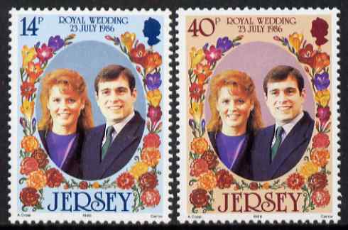 Jersey 1986 Royal Wedding set of 2 unmounted mint, SG 395-96, stamps on , stamps on  stamps on royalty, stamps on  stamps on andrew