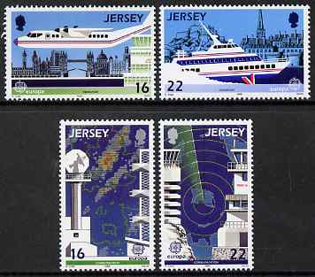 Jersey 1988 Europa - Transport & Communications set of 4 unmounted mint, SG 443-46, stamps on , stamps on  stamps on europa, stamps on  stamps on transport, stamps on  stamps on aviation, stamps on  stamps on ships, stamps on  stamps on communications