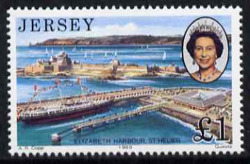 Jersey 1989 Royal Visit £1 unmounted mint, SG 500, stamps on , stamps on  stamps on royalty, stamps on  stamps on royal visits, stamps on  stamps on ships, stamps on  stamps on britannia