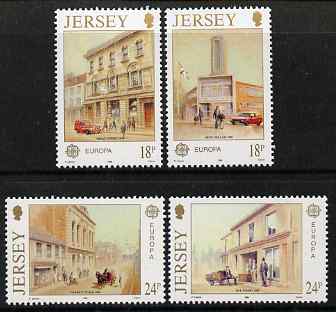 Jersey 1990 Europa - Post Office Buildings set of 4 unmounted mint, SG 517-20, stamps on , stamps on  stamps on postal, stamps on  stamps on europa