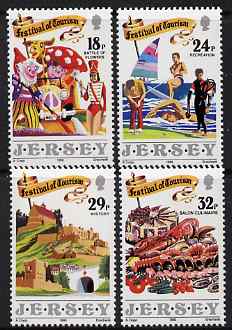 Jersey 1990 Festival of Tourism set of 4 unmounted mint, SG 521-24, stamps on flowers, stamps on children, stamps on noddy, stamps on enid blyton, stamps on food & drink, stamps on  marine life, stamps on shells, stamps on sports, stamps on scuba