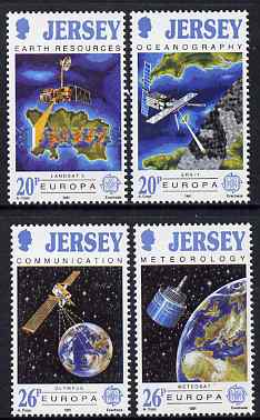 Jersey 1991 Europa- Europe in Space set of 4 unmounted mint, SG 545-48, stamps on , stamps on  stamps on europa, stamps on  stamps on space, stamps on  stamps on communications