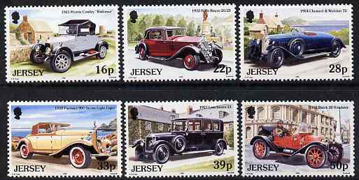 Jersey 1992 Vintage Cars (2nd series) set of 6 unmounted mint, SG 591-96, stamps on cars, stamps on rolls royce, stamps on packard, stamps on morris, stamps on 