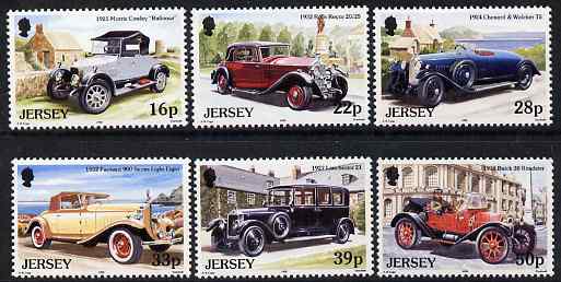 Jersey 1992 Vintage Cars (2nd series) set of 6 unmounted mint, SG 591-96, stamps on , stamps on  stamps on cars, stamps on  stamps on rolls royce, stamps on  stamps on packard, stamps on  stamps on morris, stamps on  stamps on 