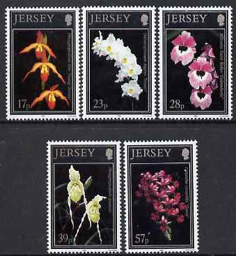 Jersey 1993 Jersey Orchids (3rd series) set of 5 unmounted mint, SG 613-17, stamps on flowers, stamps on orchids