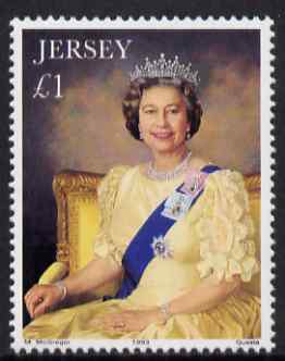 Jersey 1993 40th Anniversary of Coronation 1 unmounted mint, SG 634, stamps on royalty