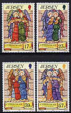 Jersey 1993 Christmas - Stained Glass Windows from St Aubin on the Hill Church set of 4 unmounted mint, SG 640-43, stamps on christmas, stamps on stained glass