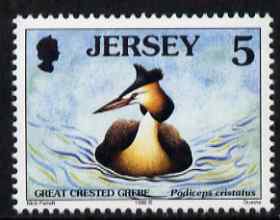 Jersey 1997-99 Seabirds & Waders 5p Great Crested Grebe unmounted mint SG 777, stamps on birds