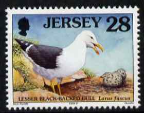 Jersey 1997-99 Seabirds & Waders 28p Lesser Black-backed Gull unmounted mint SG 788, stamps on birds