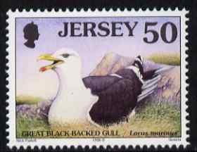 Jersey 1997-99 Seabirds & Waders 50p Greater Black-backed Gull unmounted mint SG 800, stamps on birds