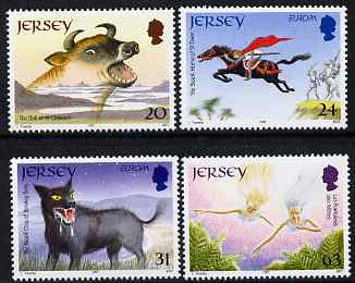 Jersey 1997 Europa - Tales & Legends set of 4 unmounted mint SG 813-16, stamps on , stamps on  stamps on legends, stamps on  stamps on fairy tales, stamps on  stamps on animals, stamps on  stamps on bovine, stamps on  stamps on horses, stamps on  stamps on dogs, stamps on  stamps on europa