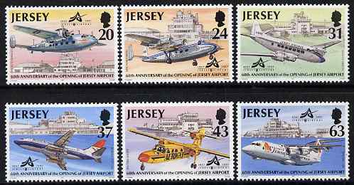 Jersey 1997 60th Anniversary of Jersey Airport set of 6 unmounted mint SG 807-12, stamps on , stamps on  stamps on aviation