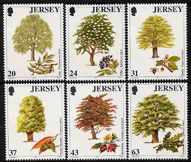 Jersey 1997 Trees set of 6 unmounted mint SG 830-35, stamps on , stamps on  stamps on trees