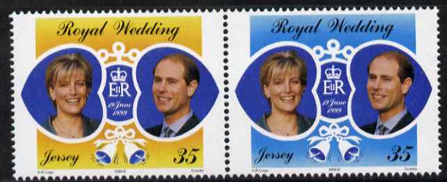 Jersey 1999 Royal Wedding (Prince Edward & Sophie Rhys-Jones) set of 2 unmounted mint, SG 903-04, stamps on royalty