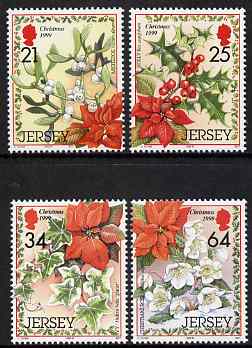 Jersey 1999 Christmas - Festive Foliage set of 4 unmounted mint, SG 923-26, stamps on christmas, stamps on flowers