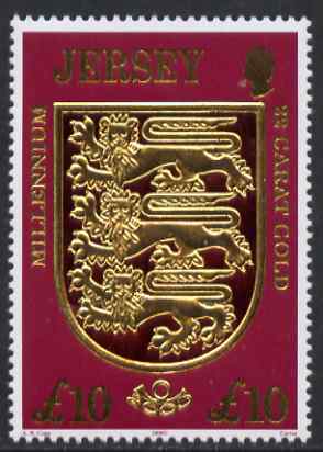 Jersey 2000 New Millennium  unmounted mint, SG 927, stamps on arms, stamps on heraldry, stamps on gold