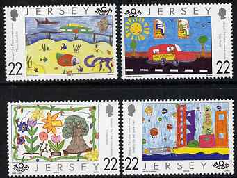 Jersey 2000 Stampin' the Future (children's stamp design competition) Winners set of 4 unmounted mint, SG 929-32, stamps on arts, stamps on children, stamps on postal