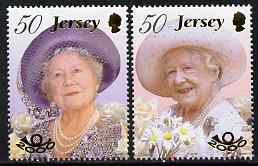 Jersey 2000 Queen Elizabeth the Queen Mother 100th Birthday set of 2 unmounted mint, SG 959-60, stamps on , stamps on  stamps on royalty, stamps on  stamps on queen mother