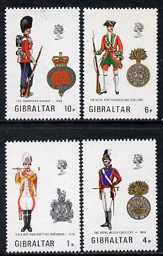Gibraltar 1973 Military Uniforms #5 set of 4 unmounted mint, SG 313-16, stamps on militaria, stamps on uniforms