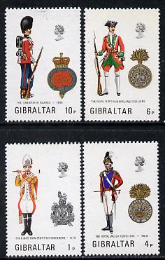 Gibraltar 1973 Military Uniforms #5 set of 4 unmounted mint, SG 313-16, stamps on , stamps on  stamps on militaria, stamps on  stamps on uniforms