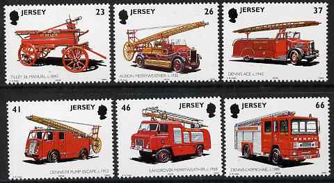 Jersey 2001 Centenary of Jersey Fire & Rescue Service set of 6 unmounted mint, SG 1007-12, stamps on , stamps on  stamps on fire, stamps on  stamps on fire engines