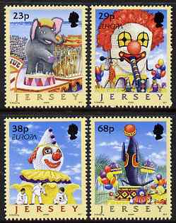 Jersey 2002 Europa - Circus, Carnival Floats set of 4 unmounted mint, SG 1031-34, stamps on , stamps on  stamps on europa, stamps on  stamps on circus, stamps on  stamps on carnival, stamps on  stamps on elephants, stamps on  stamps on clowns, stamps on  stamps on seals