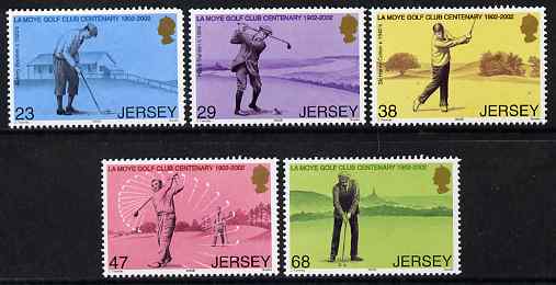 Jersey 2002 Centenary of La Moye Golf Club set of 5 unmounted mint, SG 1035-39, stamps on , stamps on  stamps on sports, stamps on  stamps on golf