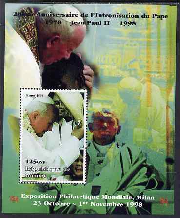 Guinea - Conakry 1998 Pope John Paul II - 20th Anniversary of Pontificate perf s/sheet #15 unmounted mint. Note this item is privately produced and is offered purely on i..., stamps on personalities, stamps on religion, stamps on pope, stamps on 