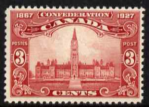 Canada 1927 60th Anniversary 3c carmine (Parliament Building) unmounted mint, SG 268, stamps on , stamps on  stamps on buildings, stamps on  stamps on constitutions