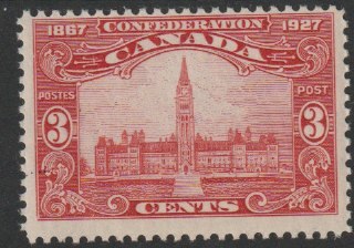 Canada 1927 60th Anniversary 3c carmine (Parliament Building) unmounted mint, SG 268, stamps on buildings, stamps on constitutions