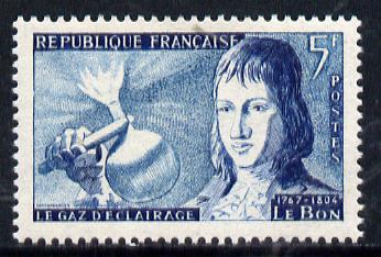 France 1955 Inventions 5f (Le Bon & Gaslight) unmounted mint SG 1239, stamps on , stamps on  stamps on inventions    science     power