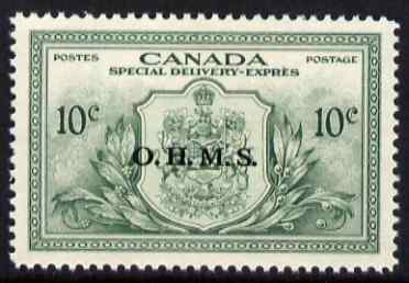 Canada 1950 KG6 Official 10c Special Delivery opt'd OHMS lightly mounted mint SG OS20, stamps on , stamps on  stamps on canada 1950 kg6 official 10c special delivery opt'd ohms lightly mounted mint sg os20