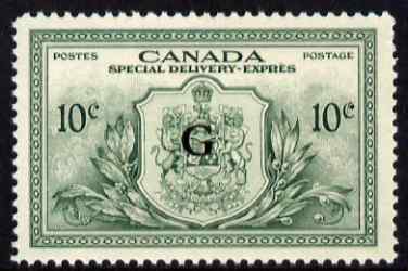 Canada 1950 KG6 Official 10c Special Delivery opt'd G lightly mounted mint SG OS21, stamps on , stamps on  stamps on canada 1950 kg6 official 10c special delivery opt'd g lightly mounted mint sg os21