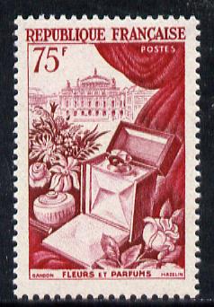 France 1953 National Industries - Flowers & Perfumes 75f unmounted mint SG 1170*, stamps on flowers, stamps on fashion, stamps on roses