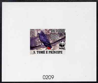 St Thomas & Prince Islands 2009 WWF - Parrots #2 imperf de-luxe sheet on thin card, stamps on , stamps on  wwf , stamps on birds, stamps on parrots