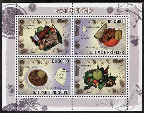 St Thomas & Prince Islands 2009 Food Dishes ofSt Thomas perf sheetlet containing 4 values unmounted mint, stamps on food