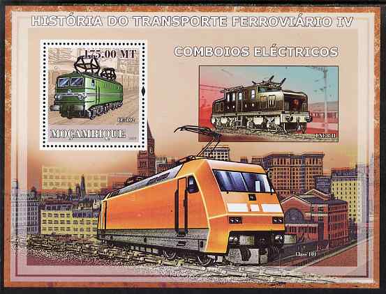 Mozambique 2009 History of Transport - Railways #04 perf s/sheet unmounted mint, stamps on , stamps on  stamps on transport, stamps on  stamps on railways