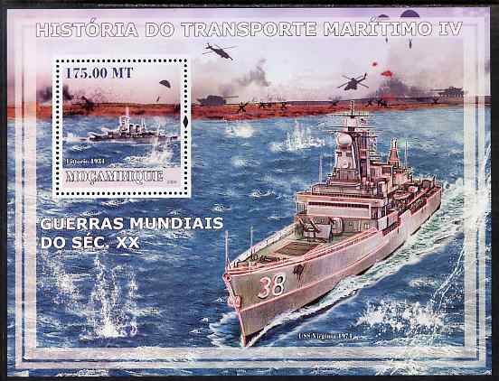 Mozambique 2009 History of Transport - Ships #04 perf s/sheet unmounted mint, stamps on transport, stamps on ships, stamps on  ww2 , stamps on 