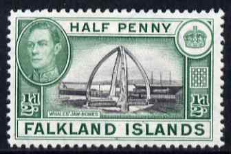 Falkland Islands 1938-50 KG6 Whales' Jawbones 1/2d mounted mint, SG 146