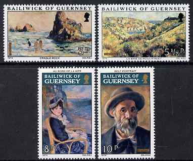 Guernsey 1974 Renoir Paintings set of 4 unmounted mint, SG 118-21, stamps on , stamps on  stamps on arts, stamps on  stamps on renoir