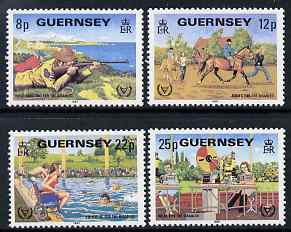 Guernsey 1981 International Year for Disabled Persons set of 4 unmounted mint, SG 245-48, stamps on , stamps on  stamps on disabled, stamps on  stamps on sports, stamps on  stamps on shooting, stamps on  stamps on horses, stamps on  stamps on swimming