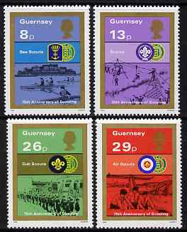 Guernsey 1982 75th Anniversary of Boy Scout Movement set of 4 unmounted mint, SG 259-62, stamps on scouts