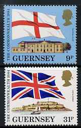 Guernsey 1984 Links with the Commonwealth set of 2 unmounted mint, SG 292-93, stamps on , stamps on  stamps on flags