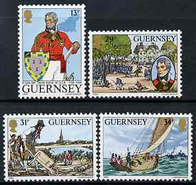 Guernsey 1984 150th Death Anniversary of Lt-General Sir John Doyle set of 4 unmounted mint, SG 328-31, stamps on , stamps on  stamps on arms, stamps on  stamps on heraldry, stamps on  stamps on ships, stamps on  stamps on 