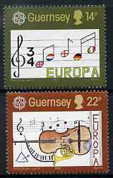 Guernsey 1985 Europa - European Music Year set of 2 unmounted mint, SG 340-41, stamps on europa, stamps on music