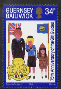 Guernsey 1985 75th Anniversary of Girl Guide Movement 34p unmounted mint, SG 342, stamps on , stamps on  stamps on girl guides