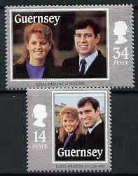 Guernsey 1986 Royal Wedding set of 2 unmounted mint, SG 369-70, stamps on royalty, stamps on prince andrew