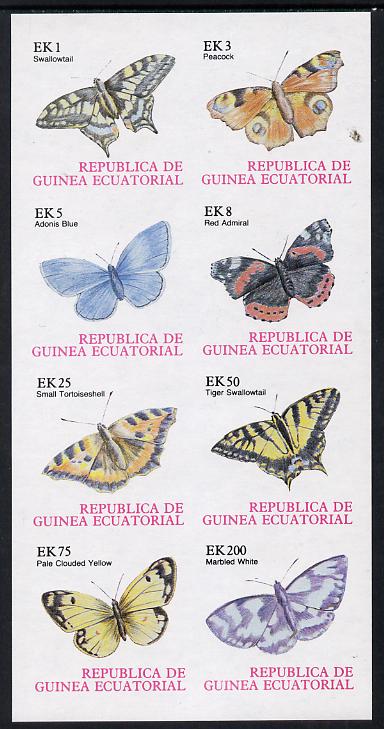 Equatorial Guinea 1977 Butterflies imperf set of 8 unmounted mint (Mi 1197-1204B) , stamps on butterflies