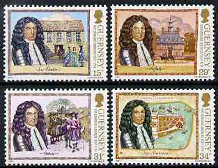 Guernsey 1987 350th Birth Anniversary of Sir Edmund Andros set of 4 unmounted mint, SG 400-403, stamps on , stamps on  stamps on personalities, stamps on  stamps on costumes, stamps on  stamps on fashion