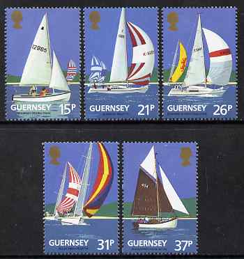 Guernsey 1991 Centenary of Guernsey Yacht Club set of 5 unmounted mint, SG 524-28, stamps on , stamps on  stamps on sailing